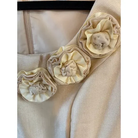 Shelby & Palmer Gold Shimmer Cocktail Dress Size 6 Floral Detail Wedding Guest - Picture 4 of 7